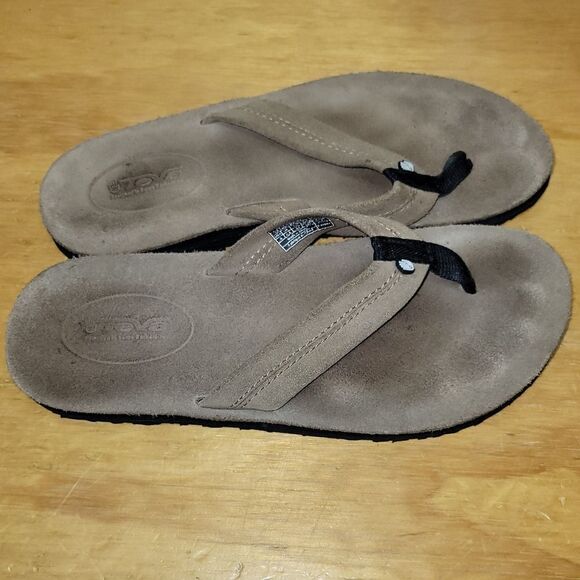 Teva Mush suede flip flops sandals Old Town Brown  sz 9 6149 - Picture 1 of 7